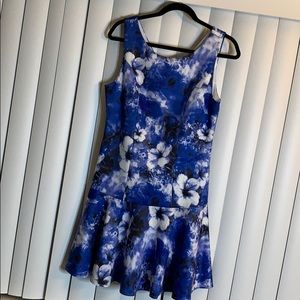 Blue floral print dress